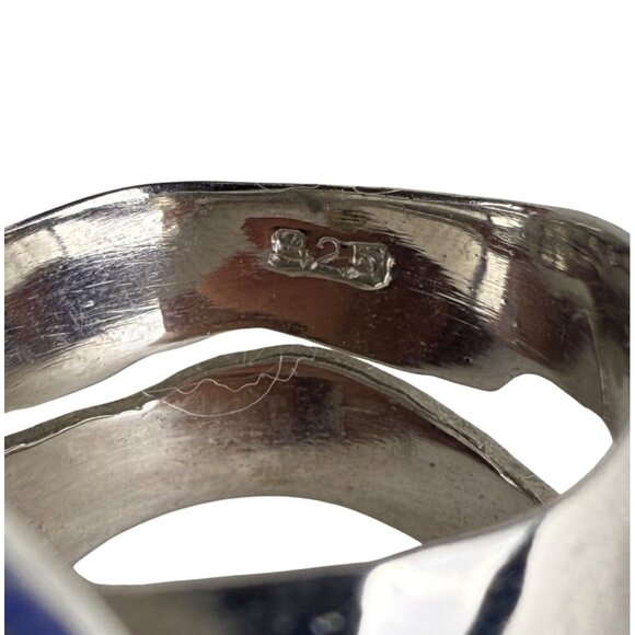 Sterling Silver Women’s Labradorite Oval Cabochon Ring 925 Unique Design Size 5 - Picture 5 of 6